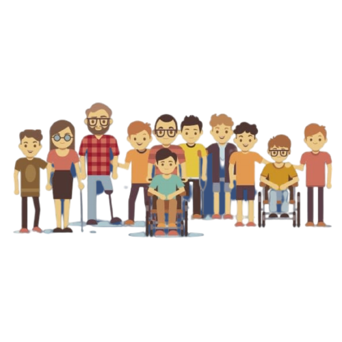 Imagem de um grupo de pessoas com deficiência/imagem de inclusão
